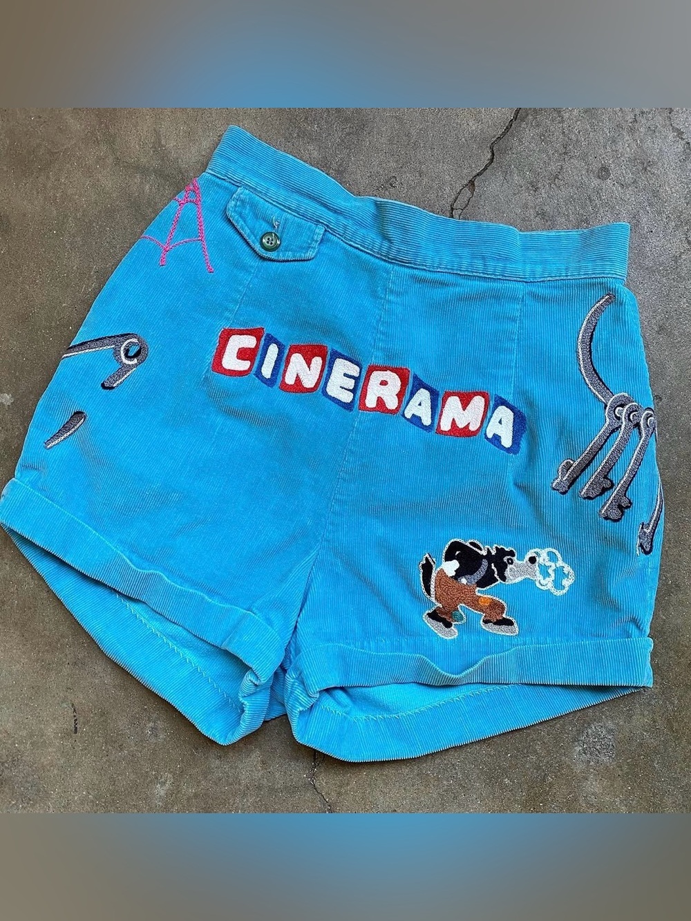 Cinerama Embroidered Turquoise Corduroy Women’s Shorts